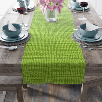 Lush Grass Neon Green: Denim-Inspired, Springtime Fabric Style - Table Runner (Cotton, Poly)