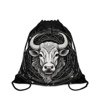 Taurus Zodiac, Earthy Bull Design, Earth Element, Drawstring Bag