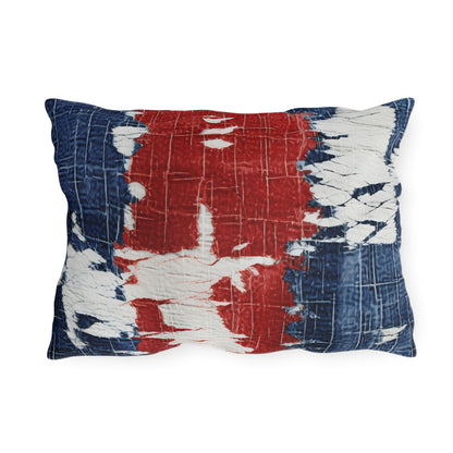 Rojo, blanco y azul patriótico: estilo vaquero desgastado, tela rasgada - Almohadas para exteriores