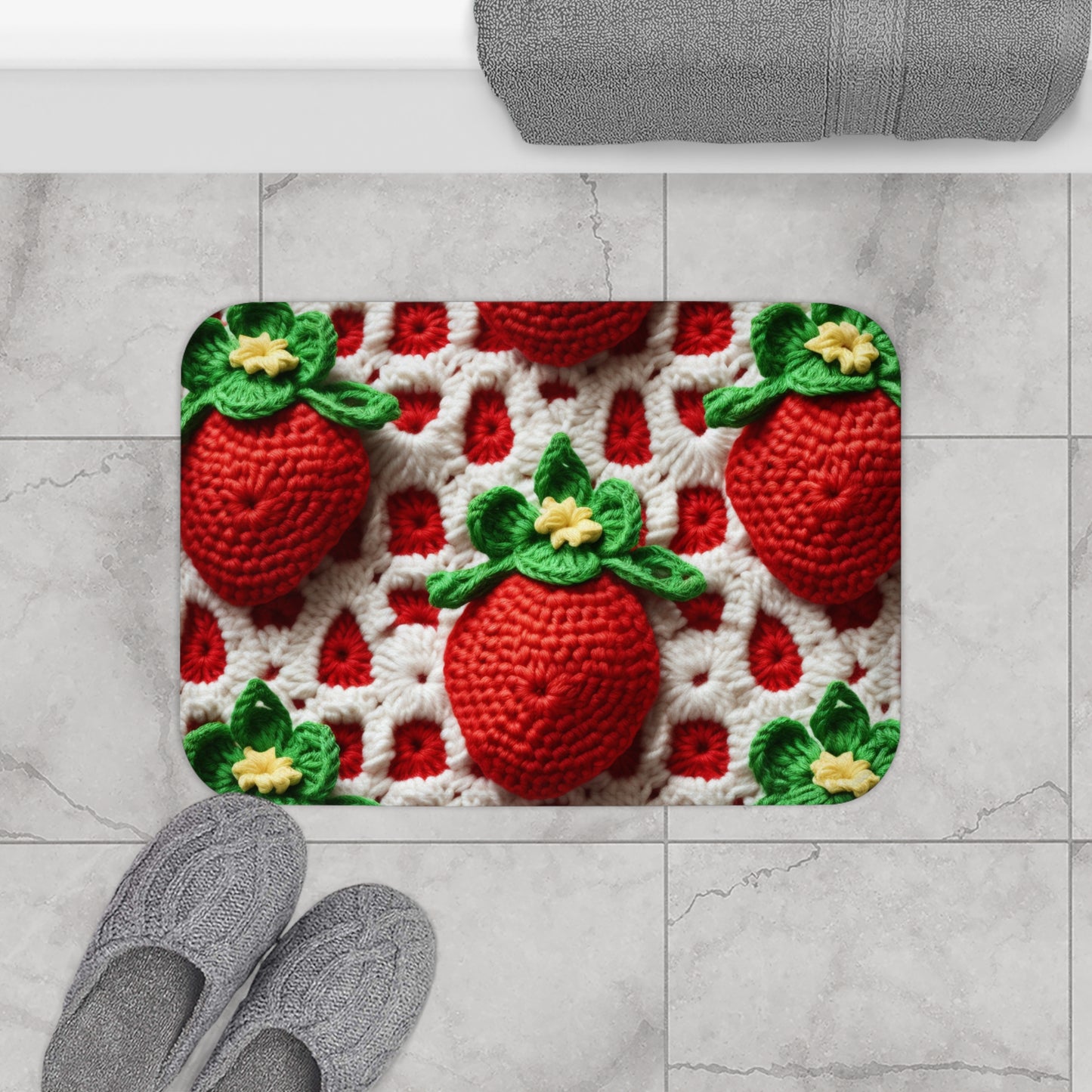 Patrón de Ganchillo Fresa - Amigurumi Fresas - Diseño de Frutas para Hogar y Regalos - Alfombra de Baño