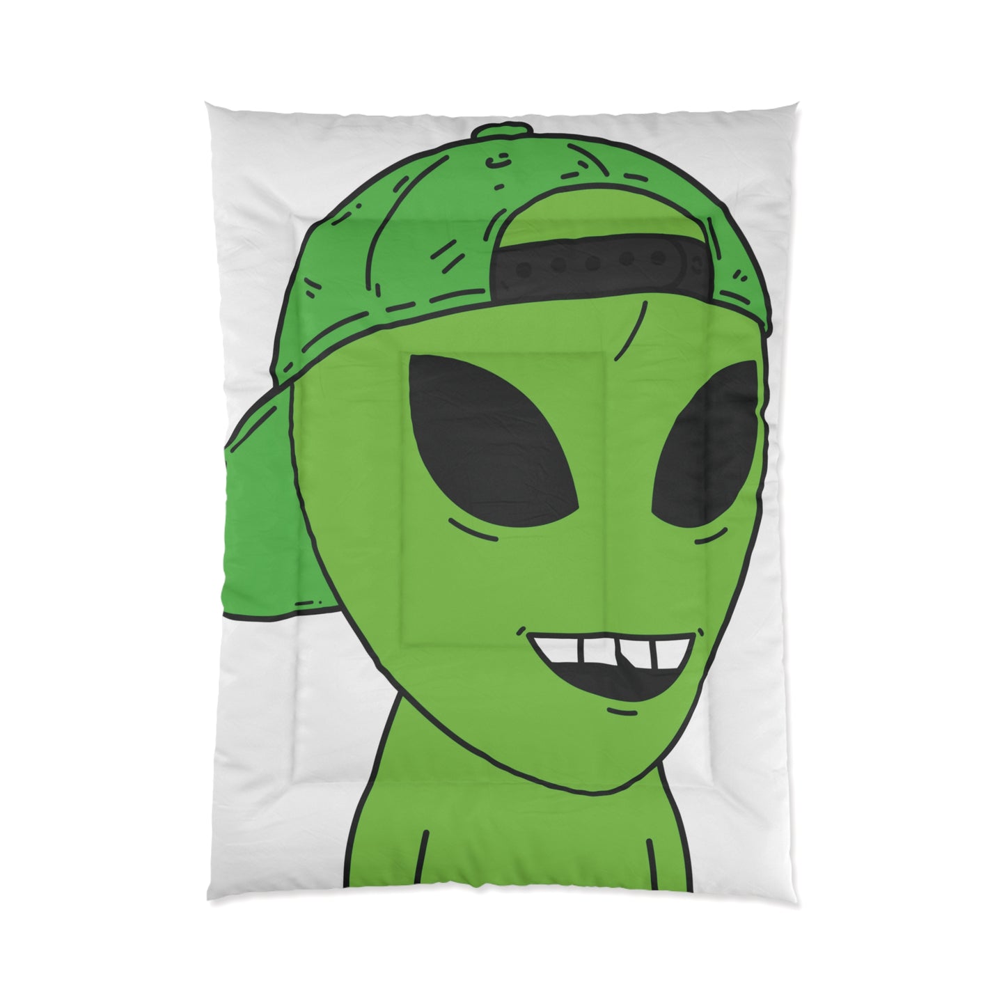 The Green Alien Visitor with Hat Bed Comforter