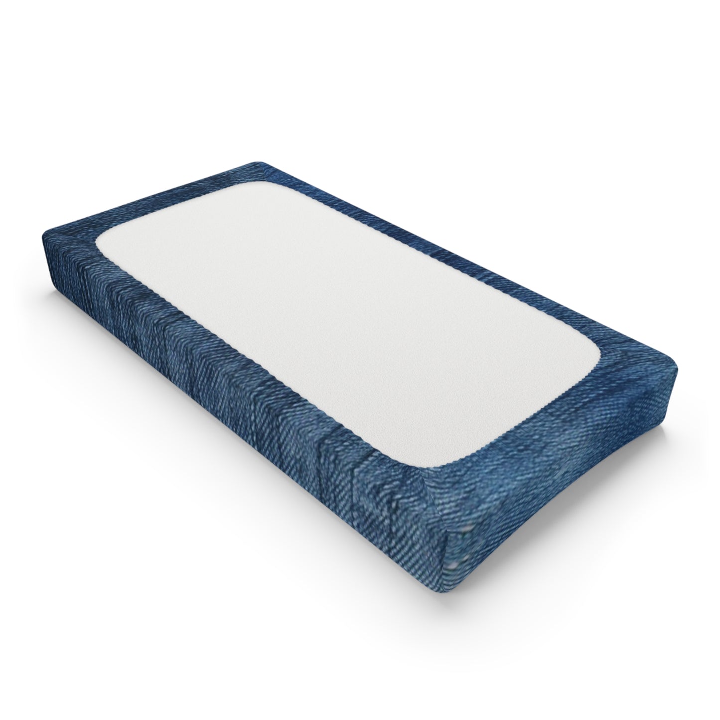 Indigo Splash: Washed Denim Reverie in Deep Blue - Baby Changing Pad Cover