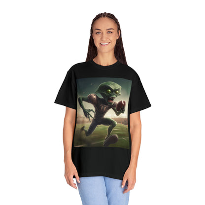 Alien Football Space Sport Game Stadium Athlete Galaxy Player - Unisex Garment-Dyed T-shirt