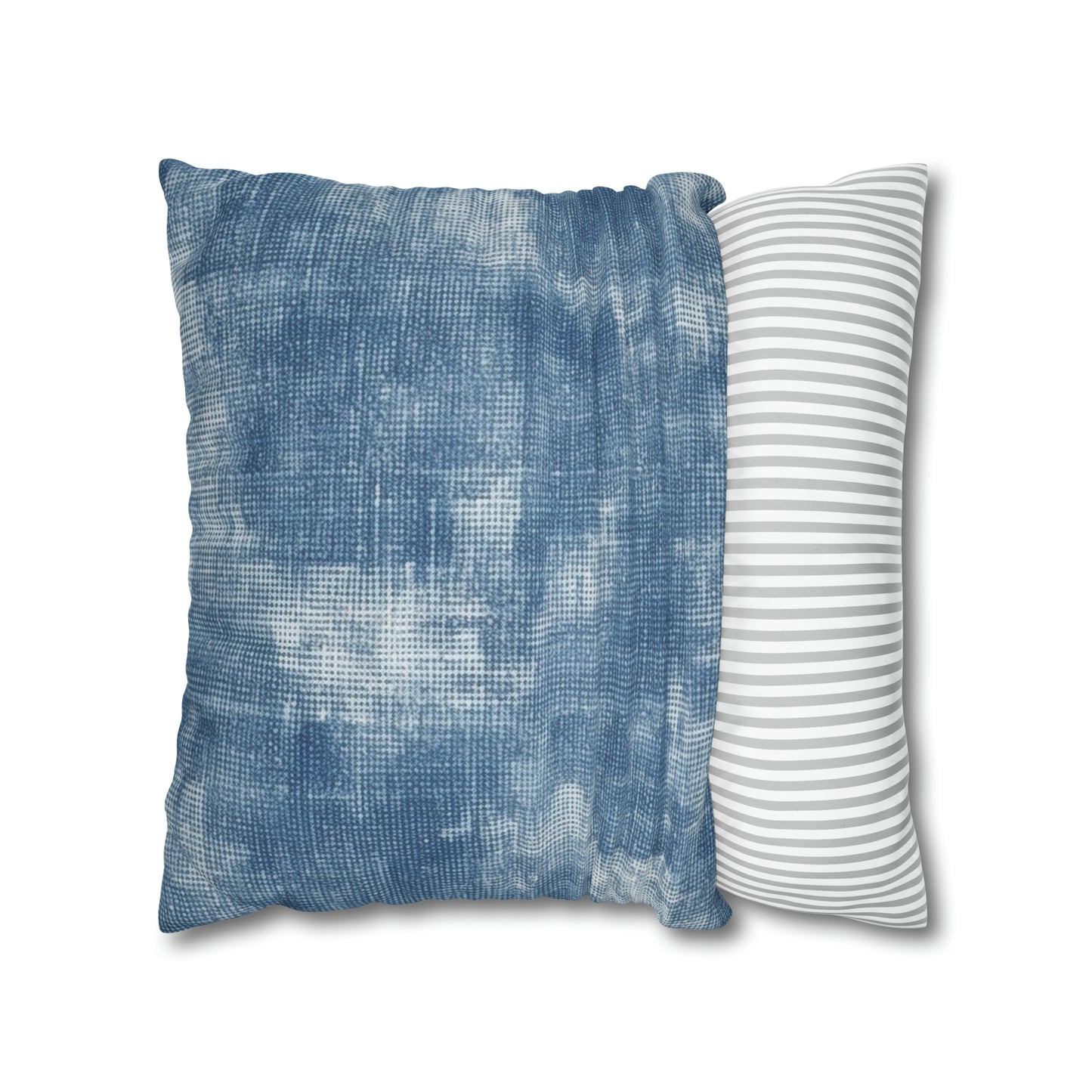 Faded Blue Washed-Out: Denim-Inspired, Style Fabric - Spun Polyester Square Pillow Case