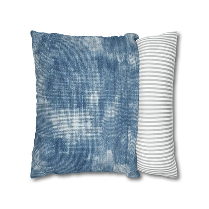 Faded Blue Washed-Out: Denim-Inspired, Style Fabric - Spun Polyester Square Pillow Case