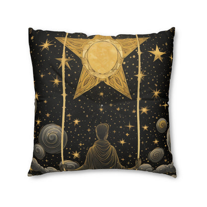 The Star Tarot Card - Symbol of Faith and Optimism - Tufted Floor Pillow, Square