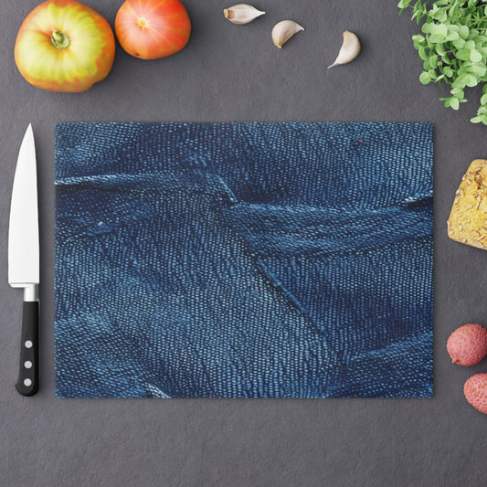 Dark Blue: Distressed Denim-Inspired Fabric Design - Cutting Board