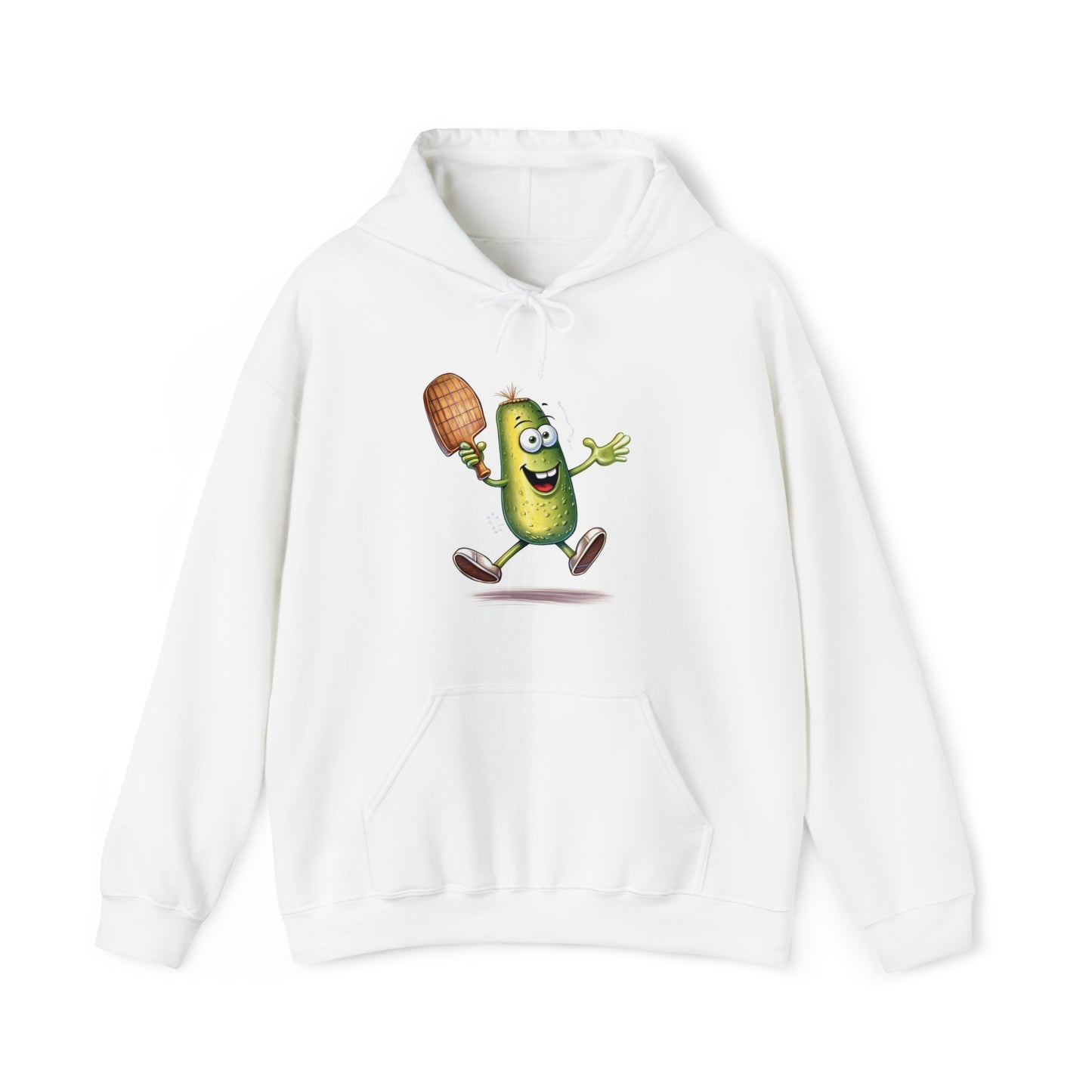 Pickle Player Action: Cartoon Swinging Pickleball Paddle - Sporty Charm - Unisex Heavy Blend™ Hooded Sweatshirt