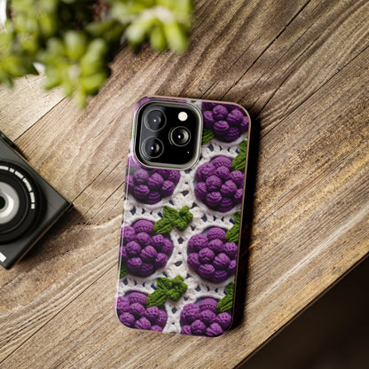 Crochet Grapes Pattern - Granny Square Design - Fresh Fruit Pick - Orchard Purple Snack Food - Tough Phone Cases