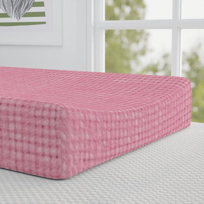 Pastel Rose Pink: Denim-Inspired, Refreshing Fabric Design - Baby Changing Pad Cover