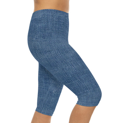 Estilo de barco bajo al aire libre - Diseño de mezclilla - Leggings capri para mujer (AOP) 