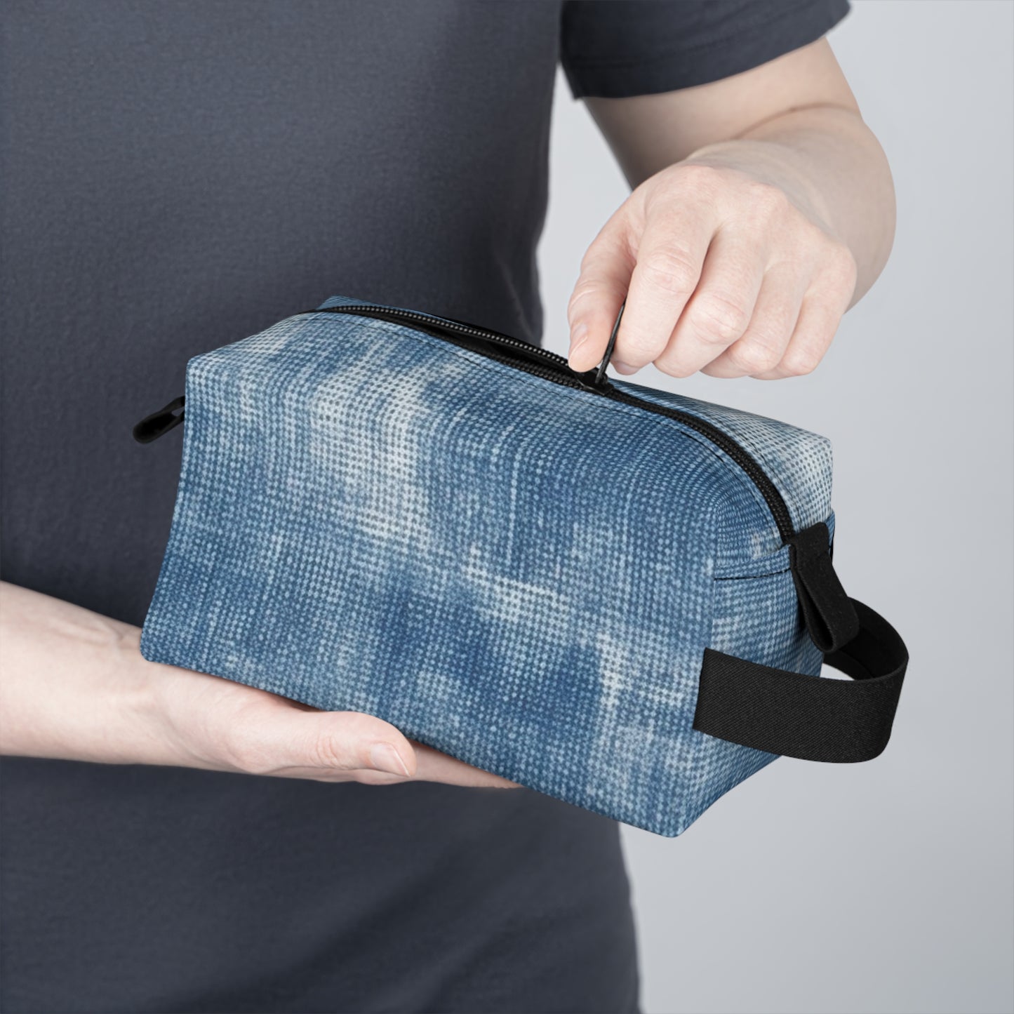 Faded Blue Washed-Out: Denim-Inspired, Style Fabric - Toiletry Bag