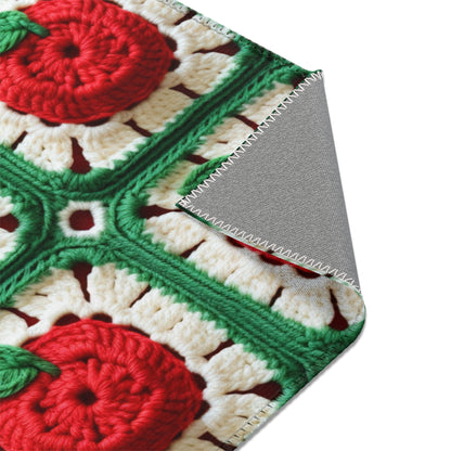 Apple Granny Square Crochet Pattern: Wild Fruit Tree, Delicious Red Design - Area Rugs