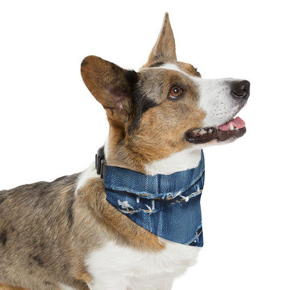 Midnight Blue Distressed Denim: Rugged, Torn & Stylish Design - Dog & Pet Bandana Collar