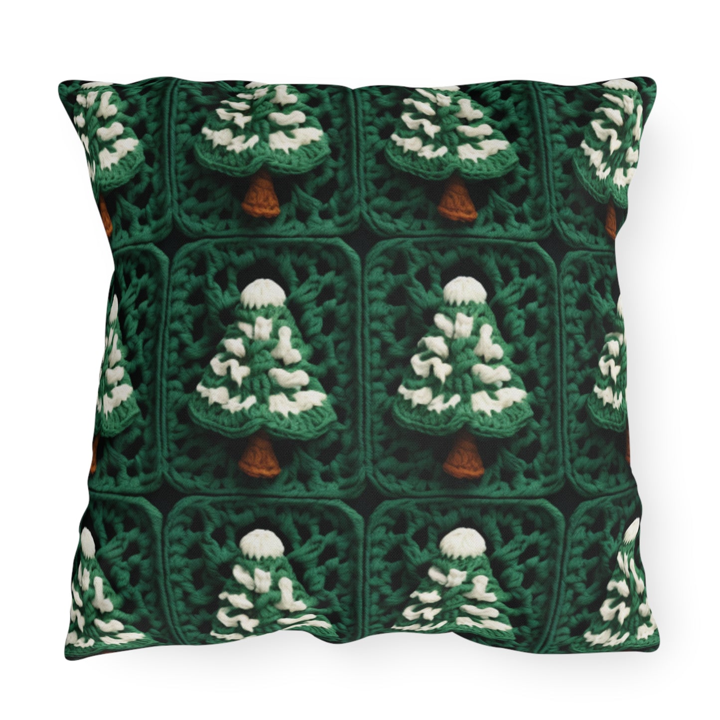 Evergreen Christmas Trees Crochet, Festive Pine Tree Holiday Craft, Yuletide Forest, Winter - Outdoor Pillows