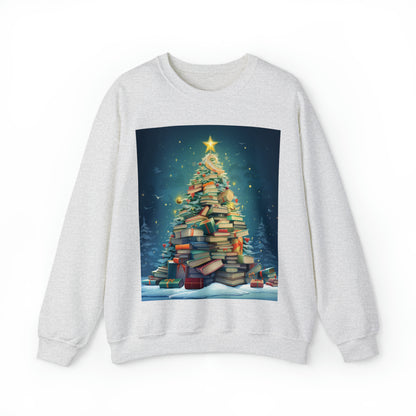 Book Worm Club Christmas Tree Seasonal Winter Holiday - Unisex Heavy Blend™ Crewneck Sweatshirt