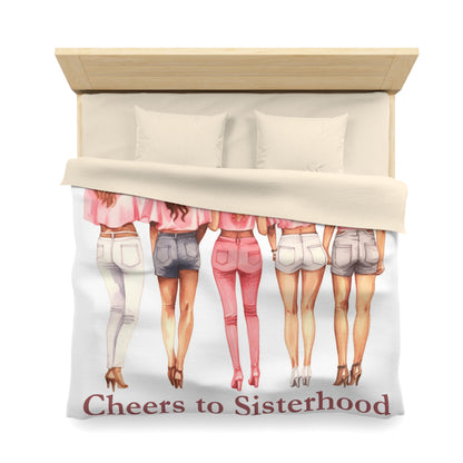 Cheers to Sisterhood - Sorority Chic Bachelorette Party Illustration - Microfiber Duvet Cover