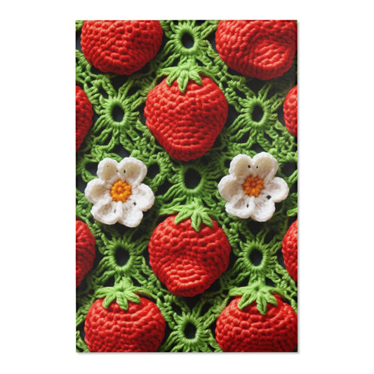 Strawberry Field Crochet - Forever Forest Greens - Fruit Berry Harvest Crop - Area Rugs