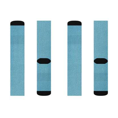 Bright Aqua Teal: Denim-Inspired Refreshing Blue Summer Fabric - Sublimation Socks