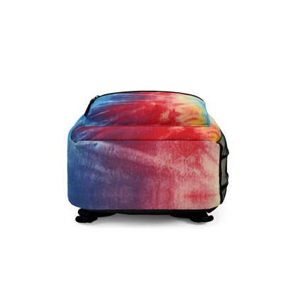 Rainbow Tie-Dye Denim: Vibrant Multi-Color, Fabric Design Spectacle - Backpack