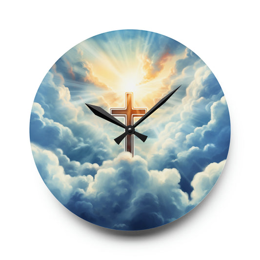 Christian Faith Cross,Believer at Heart, Acrylic Wall Clock