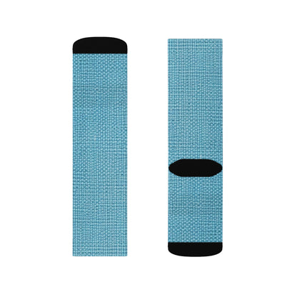 Bright Aqua Teal: Denim-Inspired Refreshing Blue Summer Fabric - Sublimation Socks