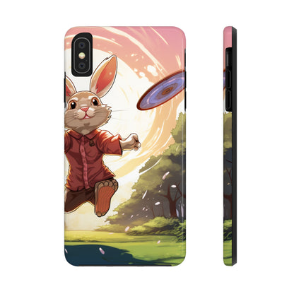 Disc Golf Rabbit: Conejito apuntando al disco volador para una cadena de canasta - Estuches resistentes para teléfonos