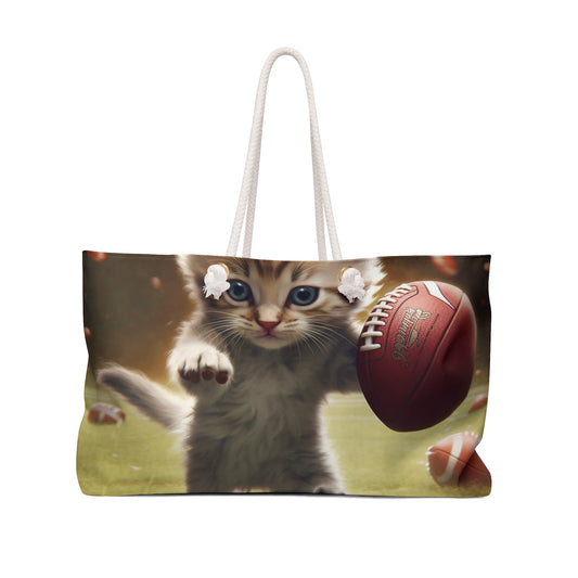 Football Kitty Fantasy: Feline Cat American Sport Quarterback - Weekender Bag