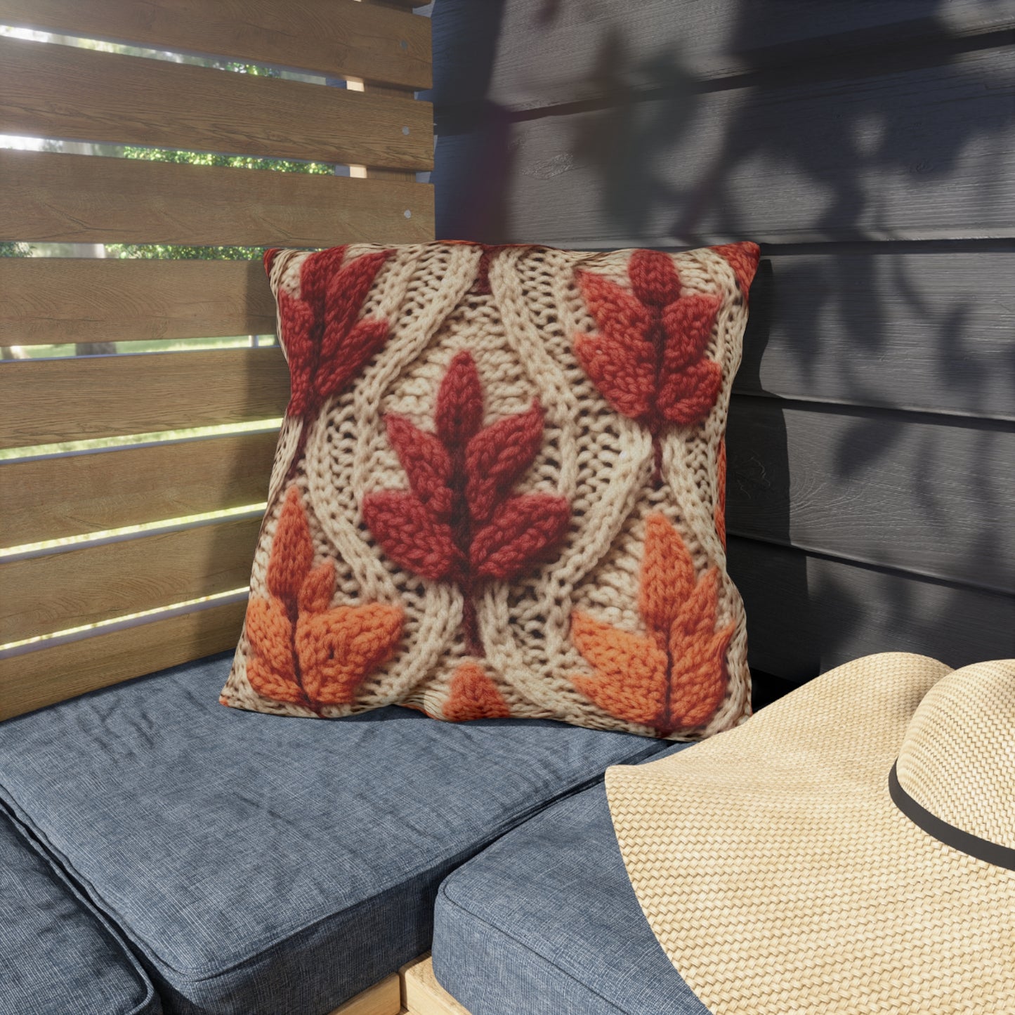 Crochet Fall Leaves: Harvest Rustic Design - Golden Browns -Woodland Maple Magic - Outdoor Pillows