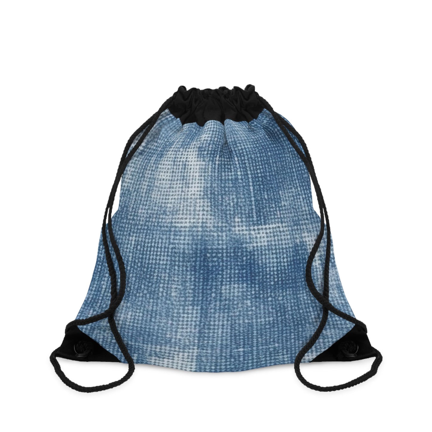 Faded Blue Washed-Out: Denim-Inspired, Style Fabric - Drawstring Bag