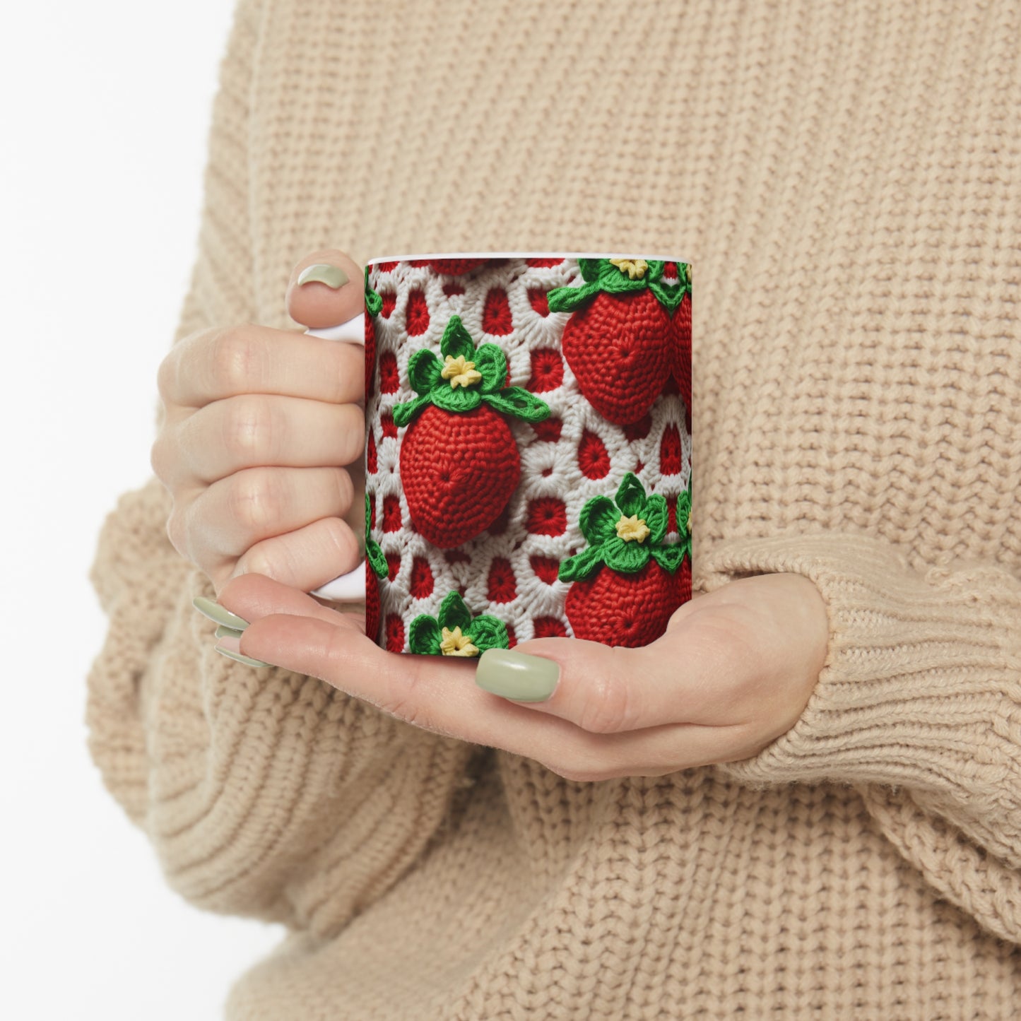 Strawberry Crochet Pattern - Amigurumi Strawberries - Fruit Design for Home and Gifts - Ceramic Mug 11oz