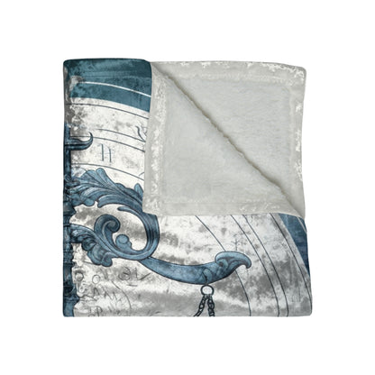 Blue Tones Libra Zodiac Cosmic Astro - Balance Scale & Symbols - Crushed Velvet Blanket