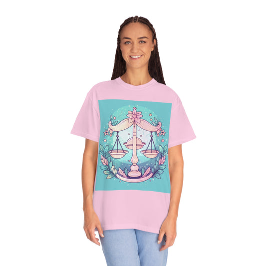 Libra Astrology - Soft Lighting & Pastel Zodiac Sign Symbol - Unisex Garment-Dyed T-shirt