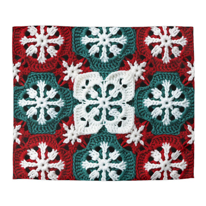 Christmas Snowflake Crochet, Festive Yuletide, Winter Wonderland Craft, Ice Crystal, Holiday Decor, Seasonal Adornments - Microfiber Duvet Cover