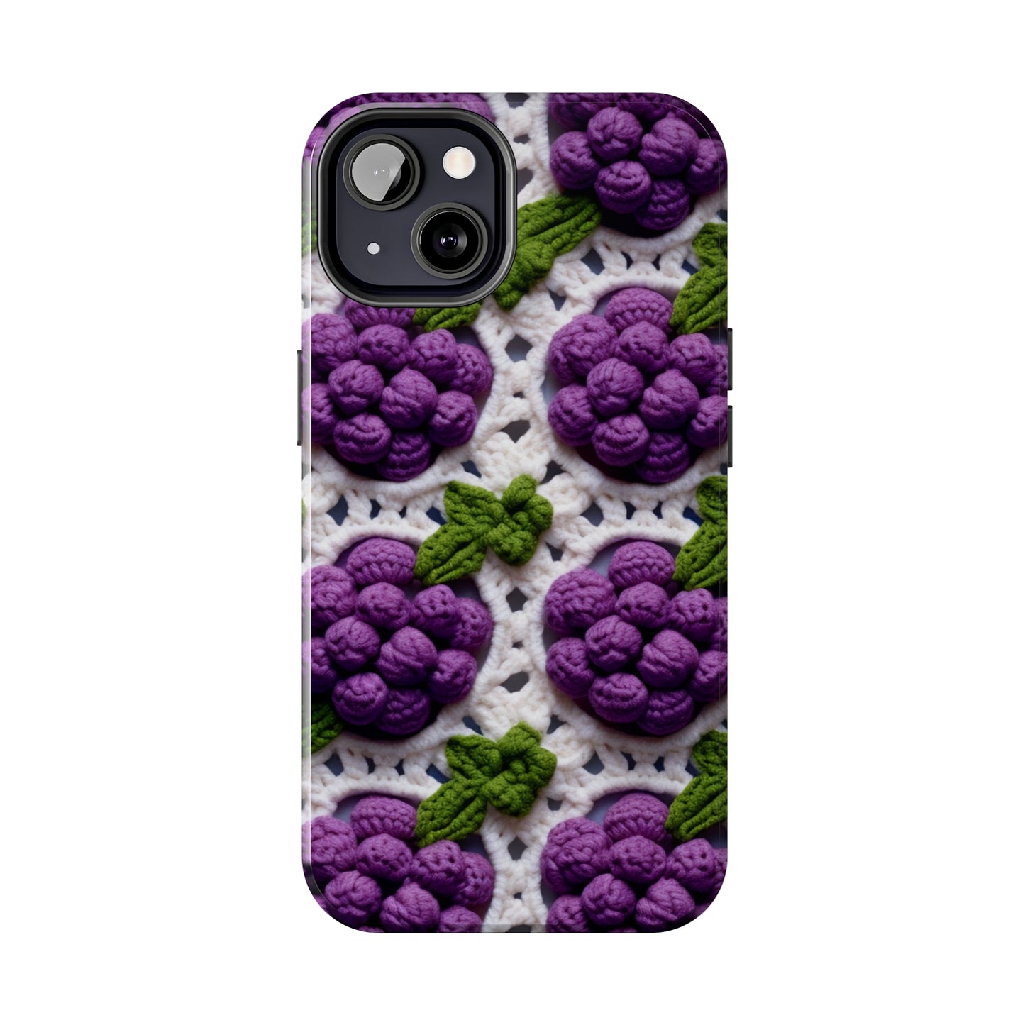 Crochet Grapes Pattern - Granny Square Design - Fresh Fruit Pick - Orchard Purple Snack Food - Tough Phone Cases