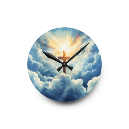 Christian Faith Cross,Believer at Heart, Acrylic Wall Clock