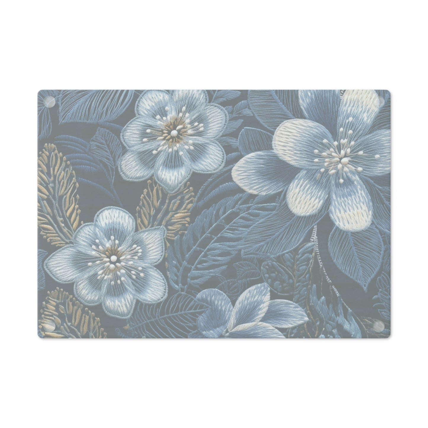 Flower Blossom Embroidery Floral on Denim Style - Cutting Board