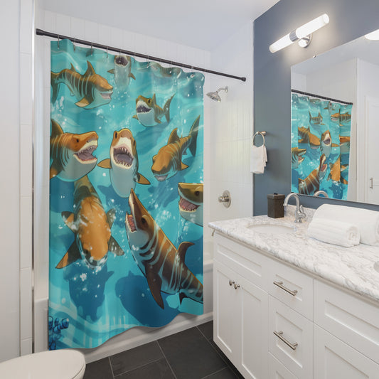 Tiger Shark: Ocean Marine Wildlife - Underwater - Shower Curtains