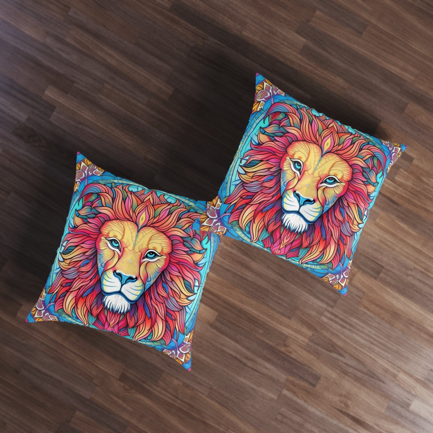 Astrological Leo - Cosmic Zodiac Constellation, Lion Symbol Art - Tufted Floor Pillow, Square