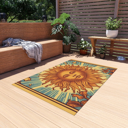 Sun Tarot Card Symbol of Growth, Life, and Radiance - Outdoor Rug