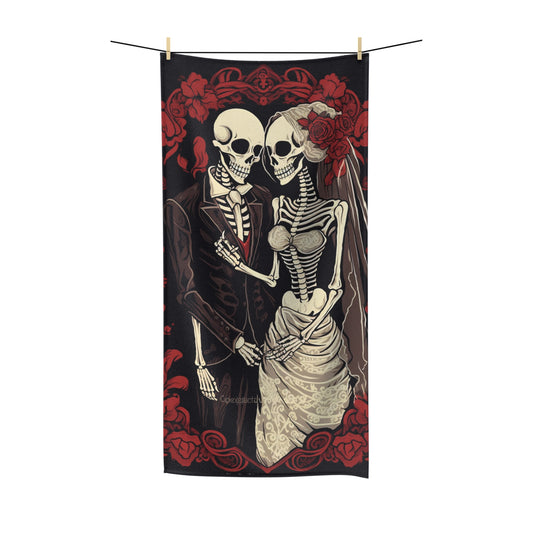 Halloween Wedding Bride & Groom Love - Holiday Festive - Polycotton Towel