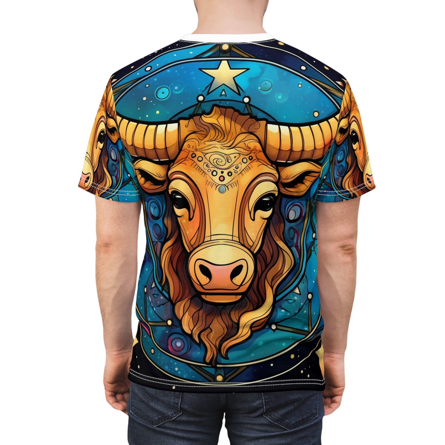 Tauro Constelación Signo del Zodíaco Astrología Arte Cósmico - Camiseta unisex cortada y cosida (AOP) 