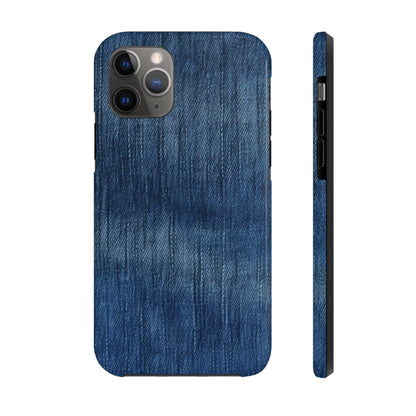 Indigo Splash: Washed Denim Reverie in Deep Blue - Tough Phone Cases