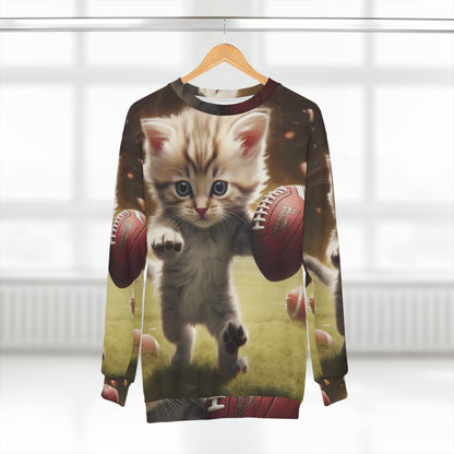 Football Kitty Fantasy: Feline Cat American Sport Quarterback - Unisex Sweatshirt (AOP)