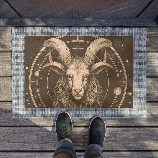 Capricorn Zodiac Astrology Goat Style Door Coir Mat - Grade A Tufted Coir Coconut Fiber