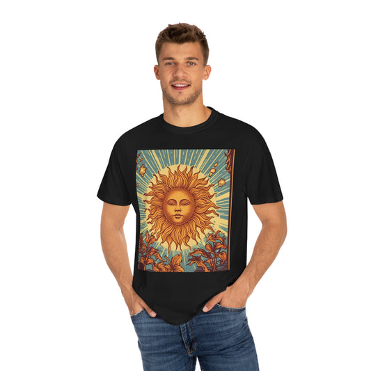 Carta del Tarot del Sol, símbolo de crecimiento, vida y resplandor - Camiseta unisex teñida de prendas