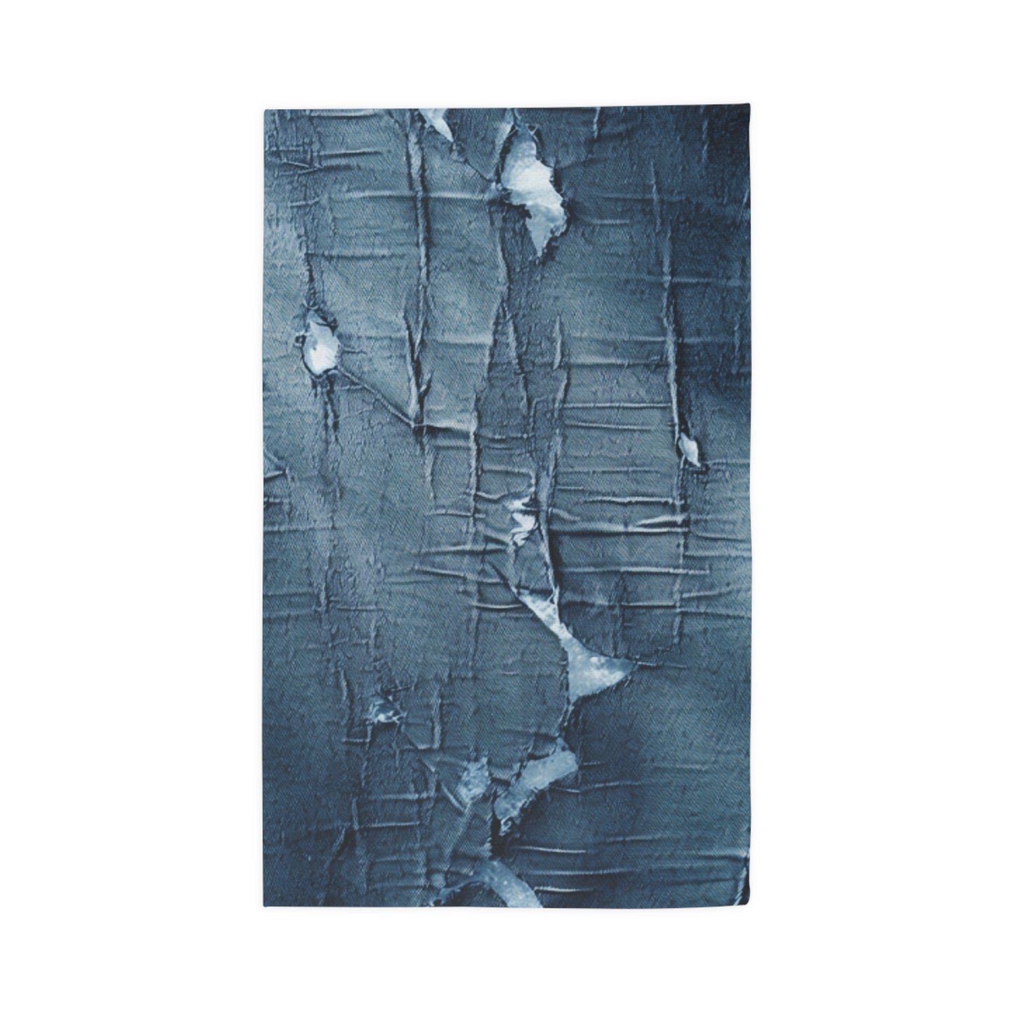 Distressed Blue Denim-Look: Edgy, Torn Fabric Design - Dobby Rug