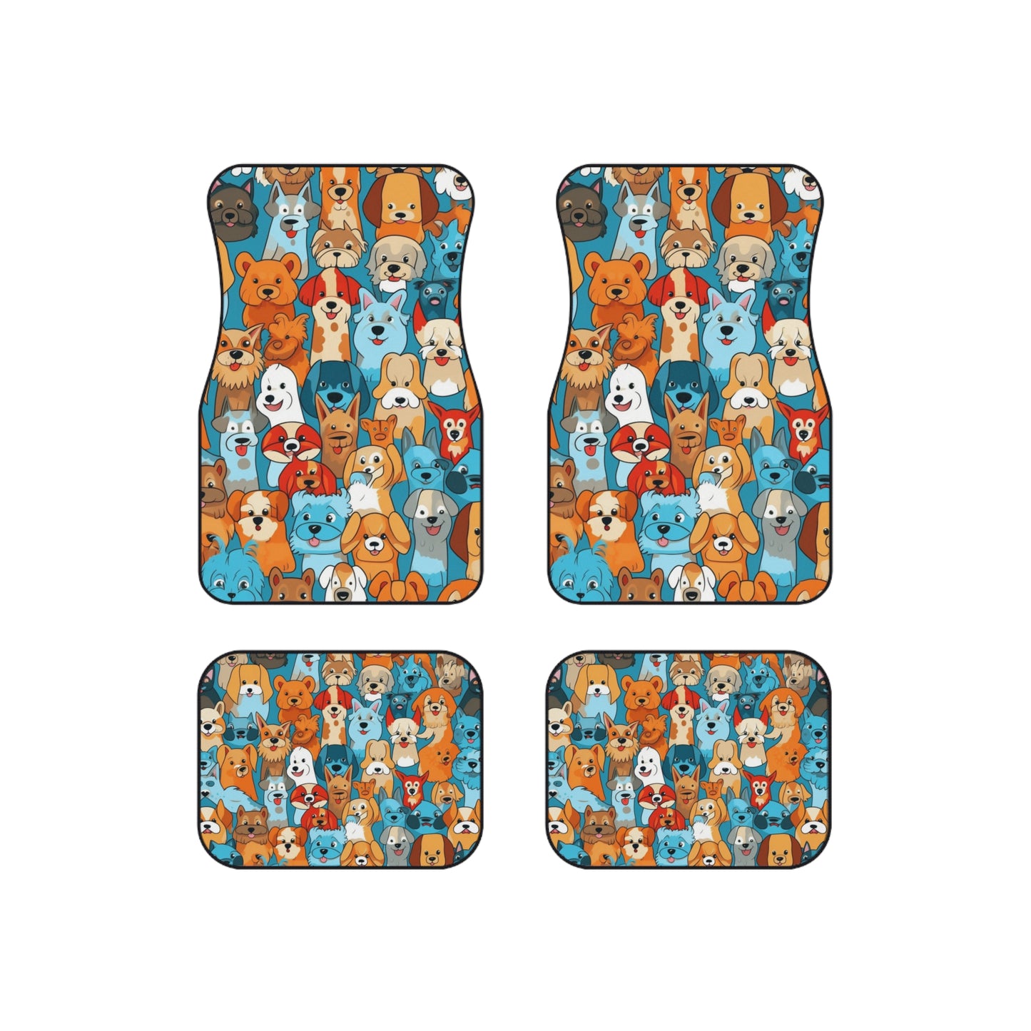 Cute Cartoon Dogs Whimsical Pattern Design Car Mats (Set of 4)