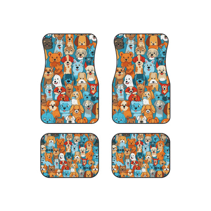 Cute Cartoon Dogs Whimsical Pattern Design Car Mats (Set of 4)