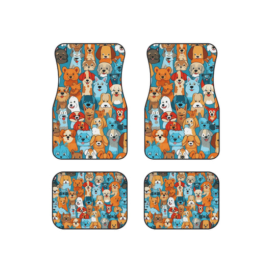 Cute Cartoon Dogs Whimsical Pattern Design Car Mats (Set of 4)